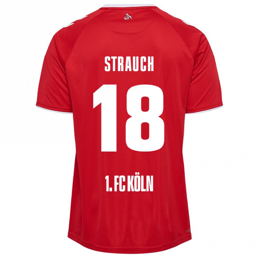 Femme Football Maillot Georg Strauch #18 Rouge Blanc Tenues Extérieur 2024/25