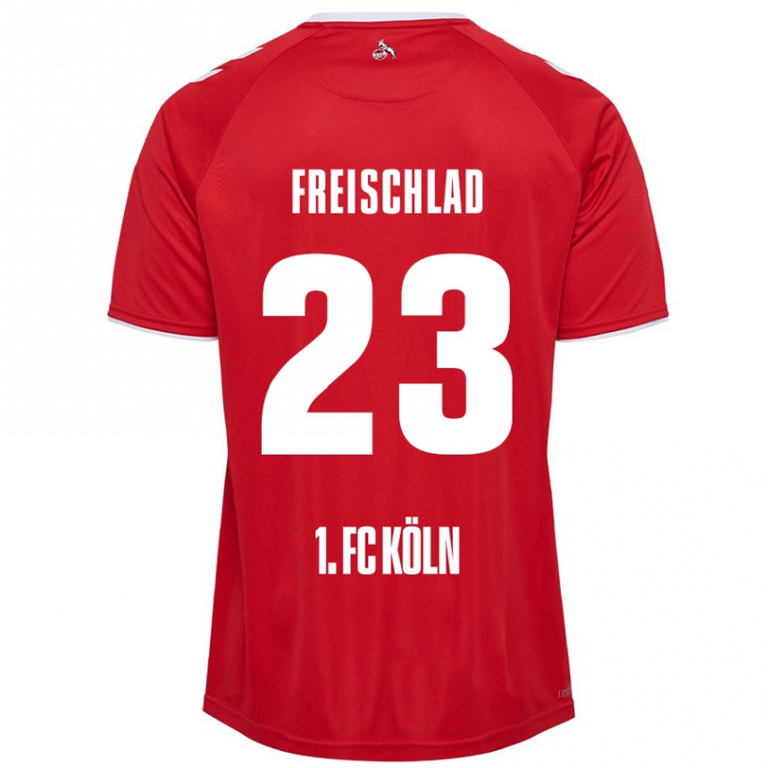 Femme Football Maillot Yannick Freischlad #23 Rouge Blanc Tenues Extérieur 2024/25