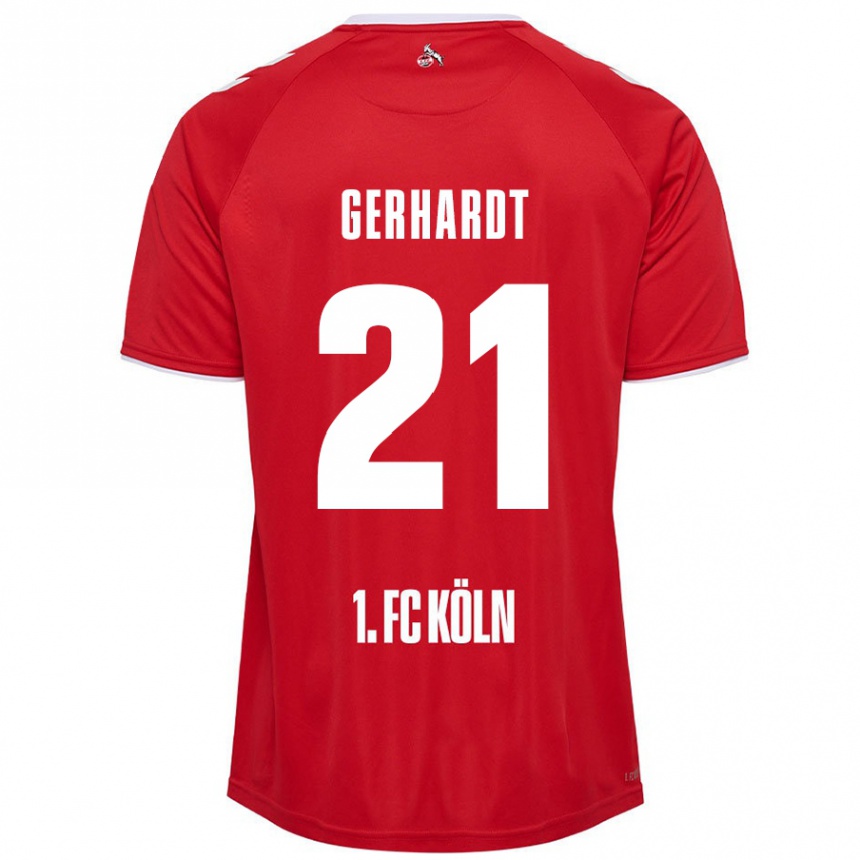 Femme Football Maillot Anna Gerhardt #21 Rouge Blanc Tenues Extérieur 2024/25