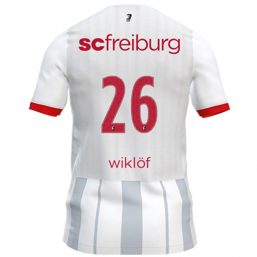 Femme Football Maillot Oscar Wiklöf #26 Blanc Gris Tenues Extérieur 2024/25