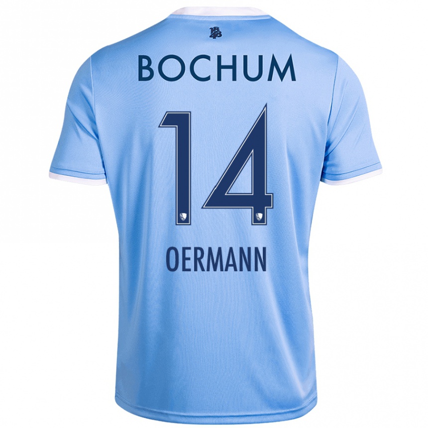 Femme Football Maillot Tim Oermann #14 Bleu Ciel Tenues Extérieur 2024/25