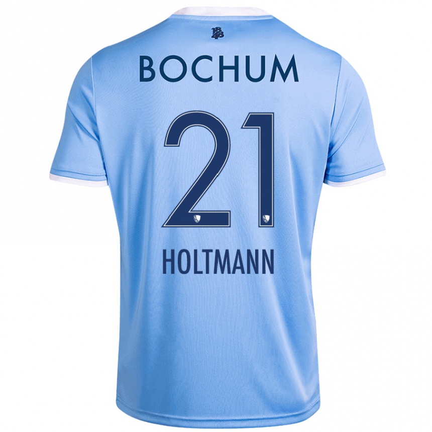 Femme Football Maillot Gerrit Holtmann #21 Bleu Ciel Tenues Extérieur 2024/25