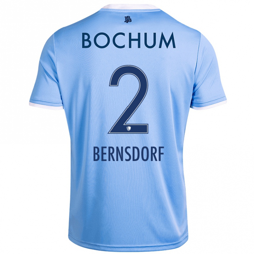 Femme Football Maillot Luca Bernsdorf #2 Bleu Ciel Tenues Extérieur 2024/25