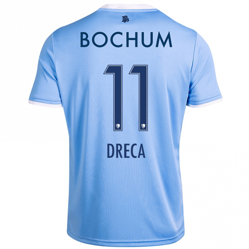 Femme Football Maillot Benjamin Dreca #11 Bleu Ciel Tenues Extérieur 2024/25