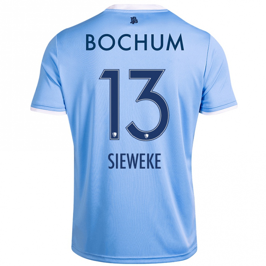 Femme Football Maillot Henri Sieweke #13 Bleu Ciel Tenues Extérieur 2024/25