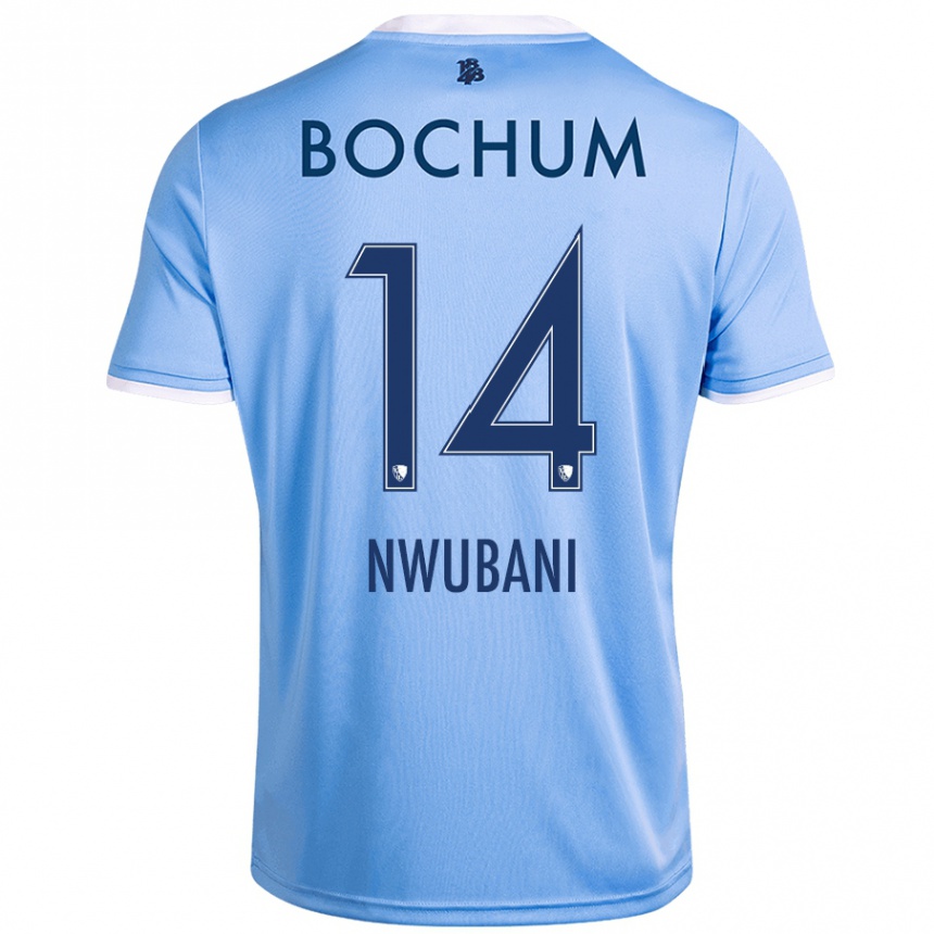 Femme Football Maillot Keleb Nwubani #14 Bleu Ciel Tenues Extérieur 2024/25