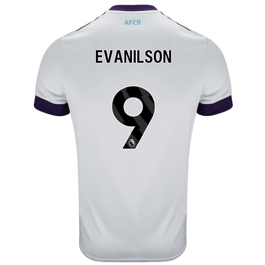 Femme Football Maillot Evanilson #9 Blanc Vert Violet Tenues Extérieur 2024/25