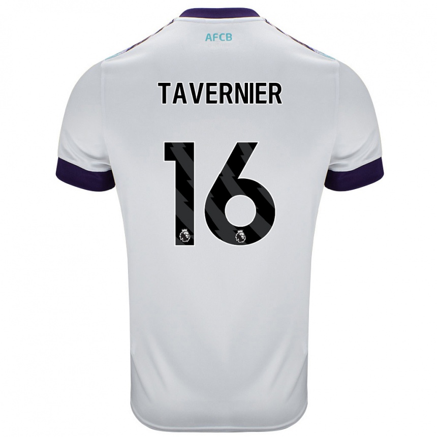 Femme Football Maillot Marcus Tavernier #16 Blanc Vert Violet Tenues Extérieur 2024/25