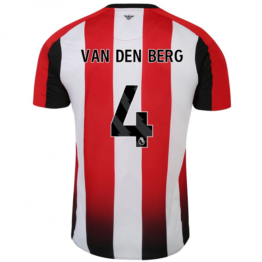 Enfant Football Maillot Sepp Van Den Berg #4 Rouge Blanc Tenues Domicile 2024/25