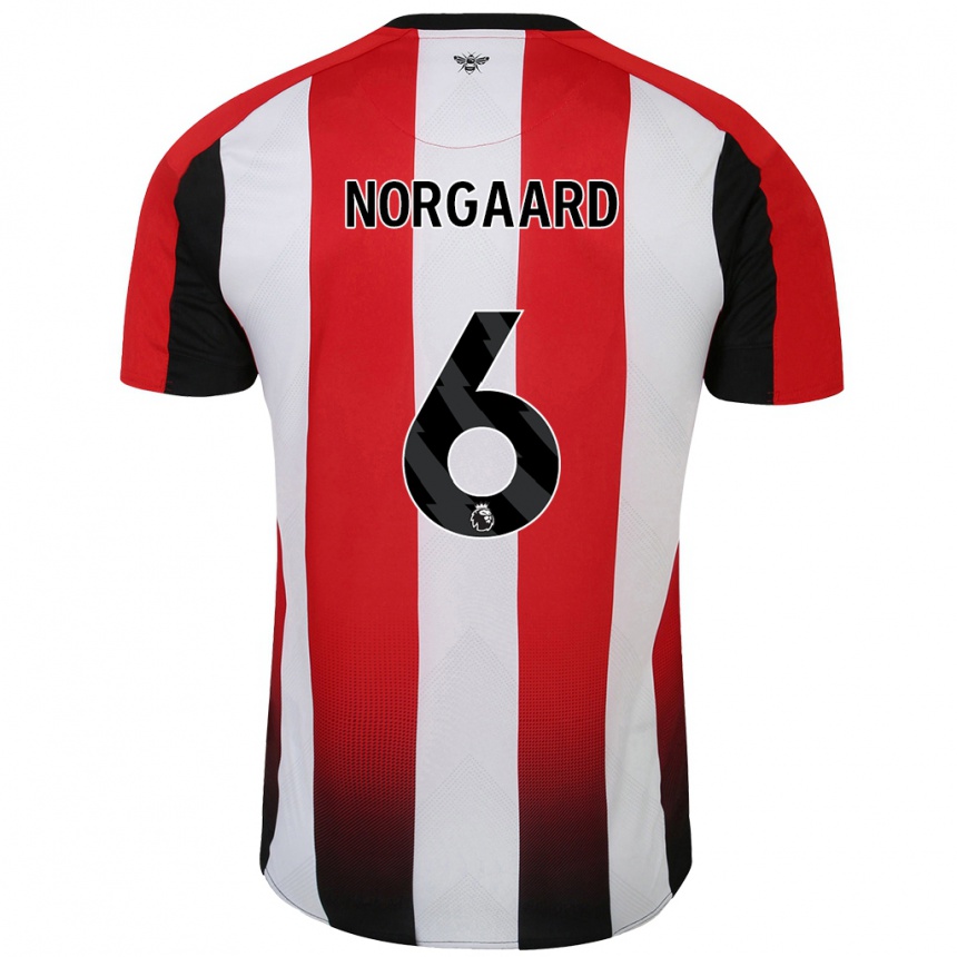 Enfant Football Maillot Christian Nørgaard #6 Rouge Blanc Tenues Domicile 2024/25