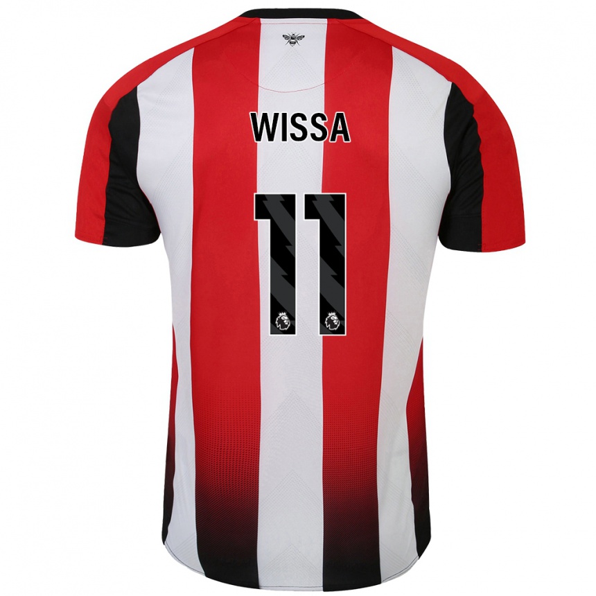 Enfant Football Maillot Yoane Wissa #11 Rouge Blanc Tenues Domicile 2024/25