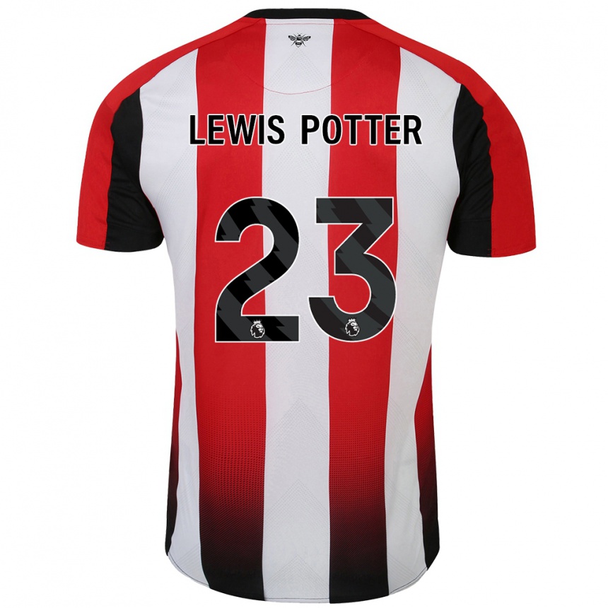 Enfant Football Maillot Keane Lewis-Potter #23 Rouge Blanc Tenues Domicile 2024/25