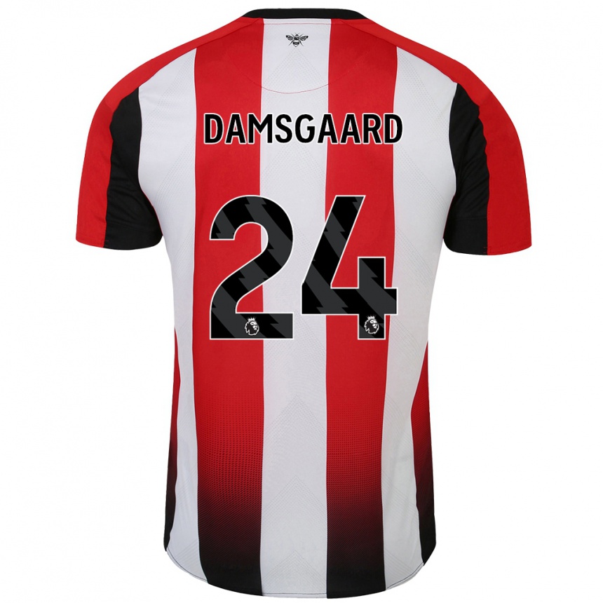 Enfant Football Maillot Mikkel Damsgaard #24 Rouge Blanc Tenues Domicile 2024/25