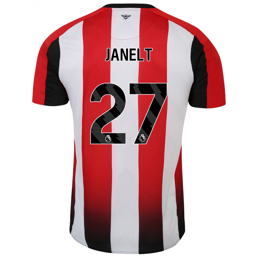 Enfant Football Maillot Vitaly Janelt #27 Rouge Blanc Tenues Domicile 2024/25