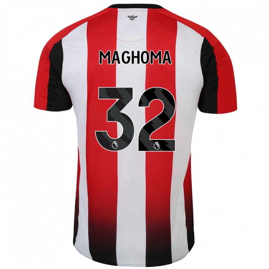 Enfant Football Maillot Paris Maghoma #32 Rouge Blanc Tenues Domicile 2024/25