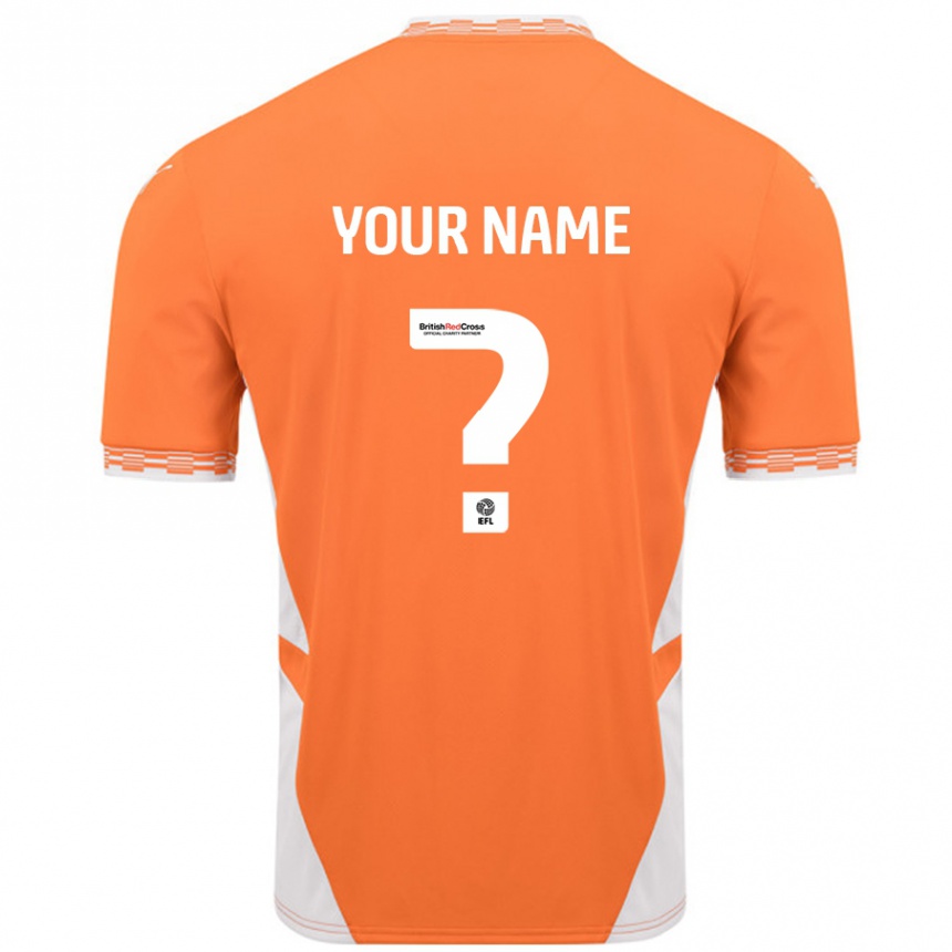 Enfant Football Maillot Votre Nom #0 Orange Blanc Tenues Domicile 2024/25