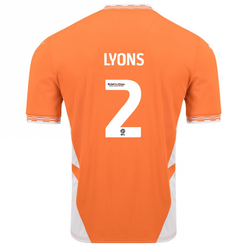 Enfant Football Maillot Andy Lyons #2 Orange Blanc Tenues Domicile 2024/25