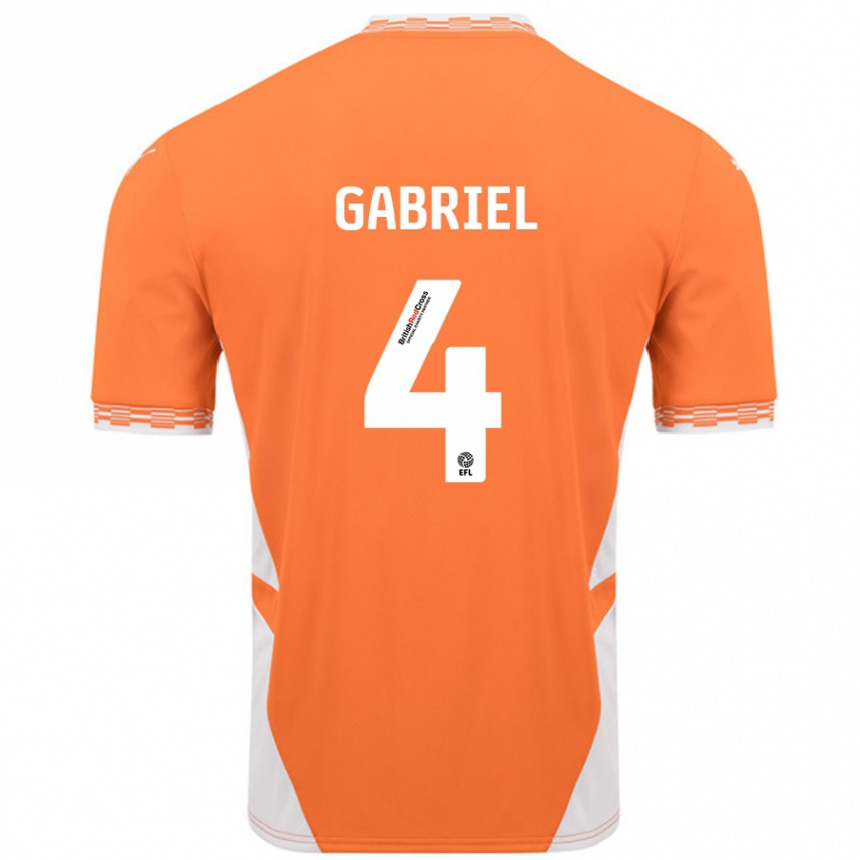 Enfant Football Maillot Jordan Lawrence-Gabriel #4 Orange Blanc Tenues Domicile 2024/25