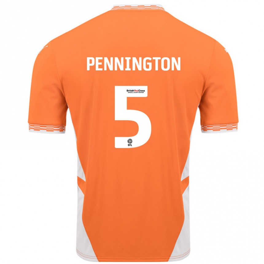 Enfant Football Maillot Matthew Pennington #5 Orange Blanc Tenues Domicile 2024/25