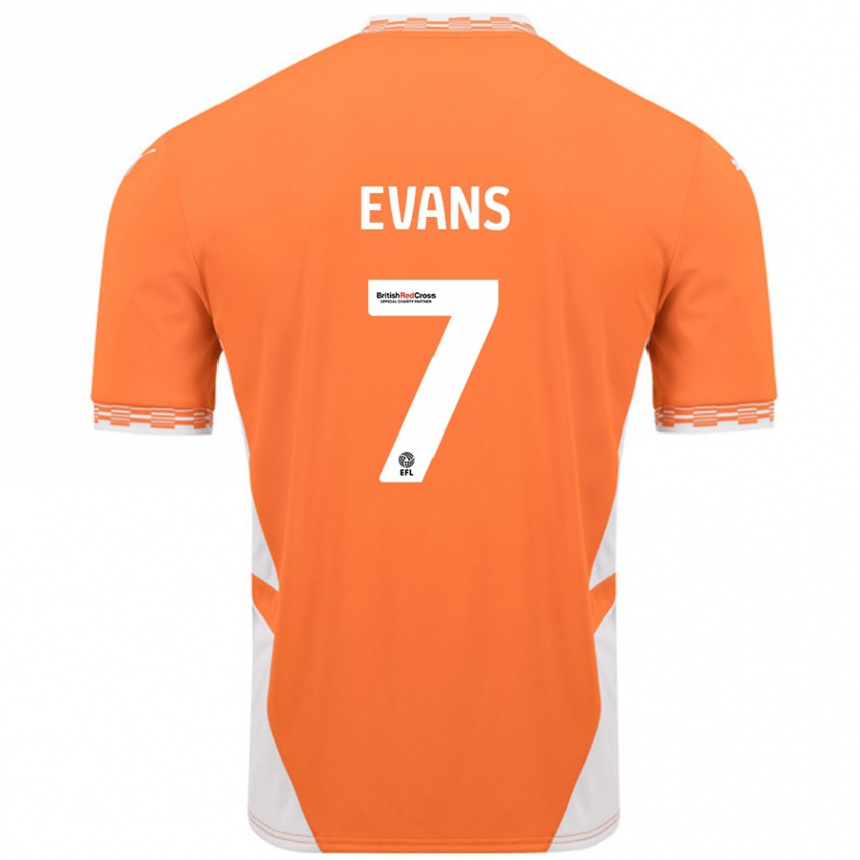 Enfant Football Maillot Lee Evans #7 Orange Blanc Tenues Domicile 2024/25