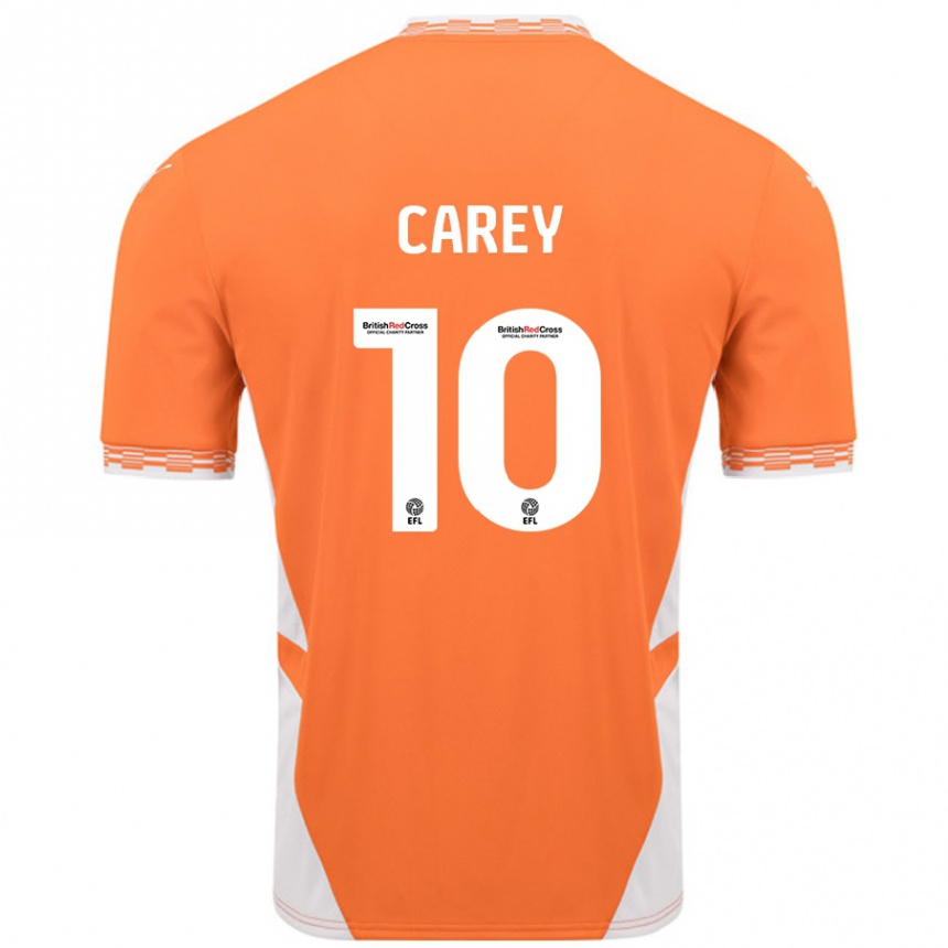 Enfant Football Maillot Sonny Carey #10 Orange Blanc Tenues Domicile 2024/25