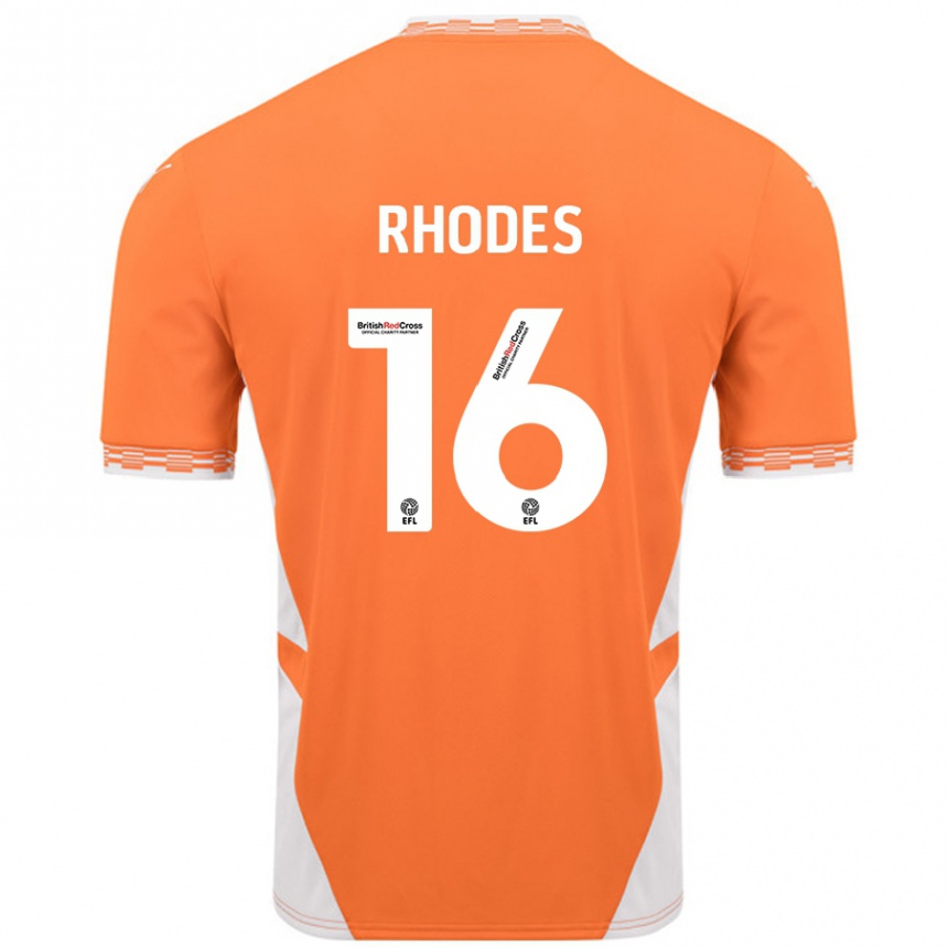 Enfant Football Maillot Jordan Rhodes #16 Orange Blanc Tenues Domicile 2024/25