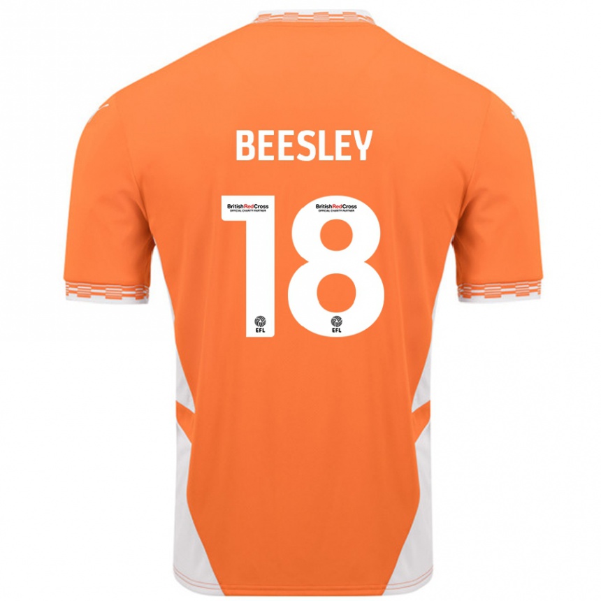 Enfant Football Maillot Jake Beesley #18 Orange Blanc Tenues Domicile 2024/25