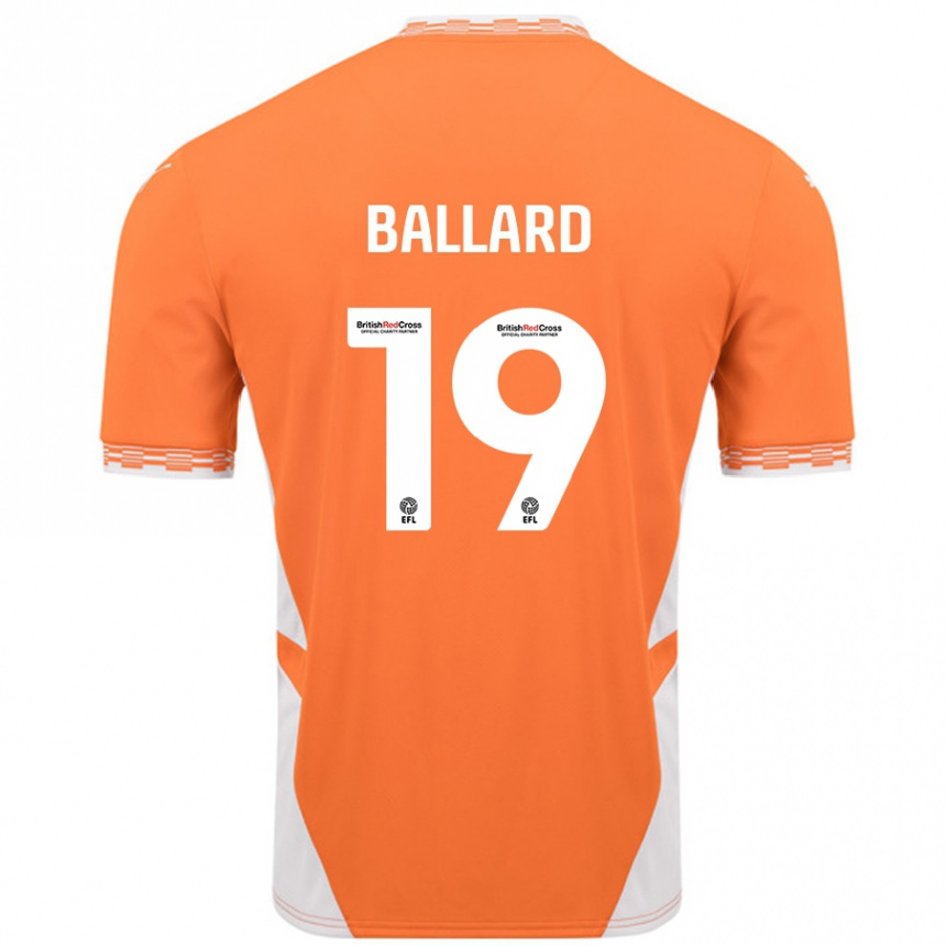 Enfant Football Maillot Dom Ballard #19 Orange Blanc Tenues Domicile 2024/25