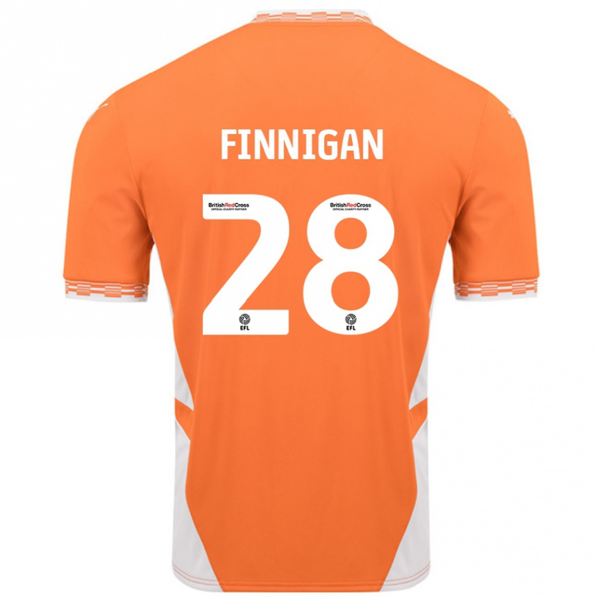 Enfant Football Maillot Ryan Finnigan #28 Orange Blanc Tenues Domicile 2024/25