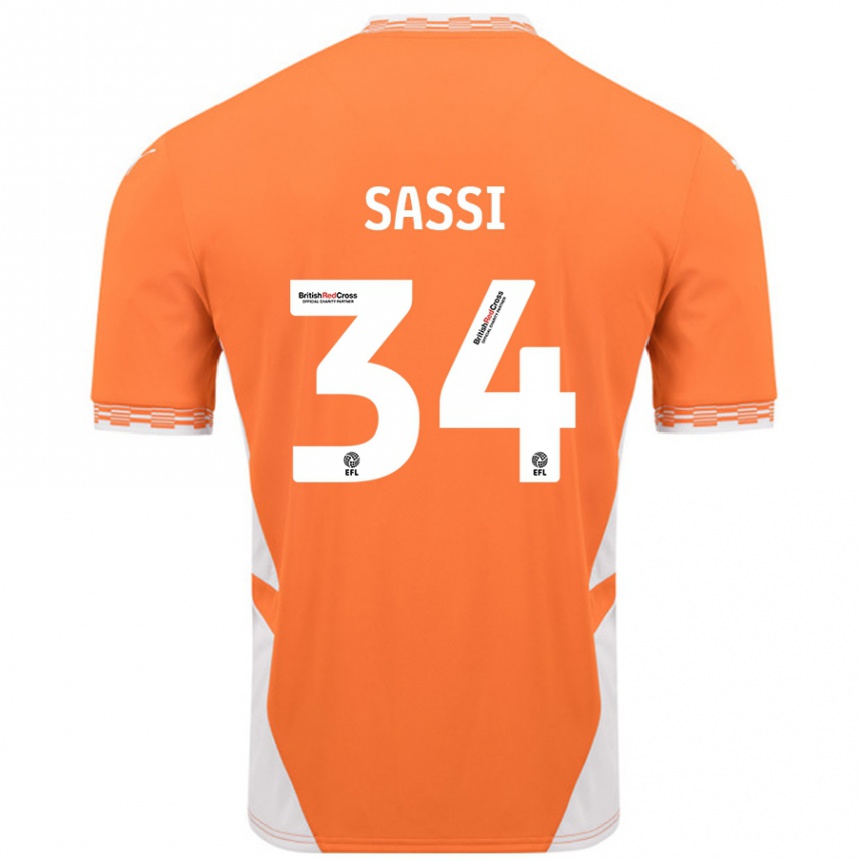 Enfant Football Maillot Dan Sassi #34 Orange Blanc Tenues Domicile 2024/25