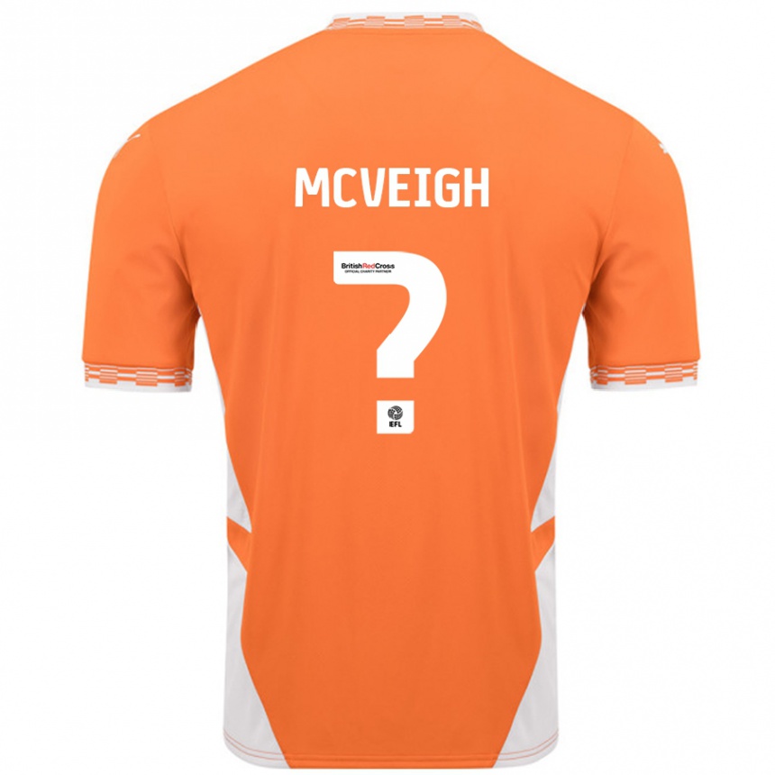 Enfant Football Maillot Conor Mcveigh #0 Orange Blanc Tenues Domicile 2024/25