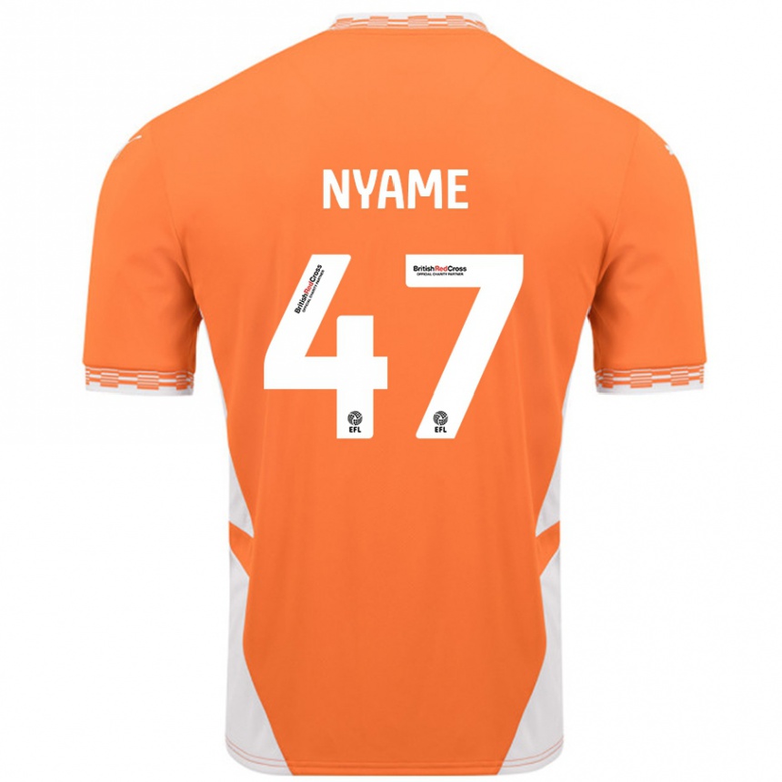 Enfant Football Maillot Josh Nyame #47 Orange Blanc Tenues Domicile 2024/25