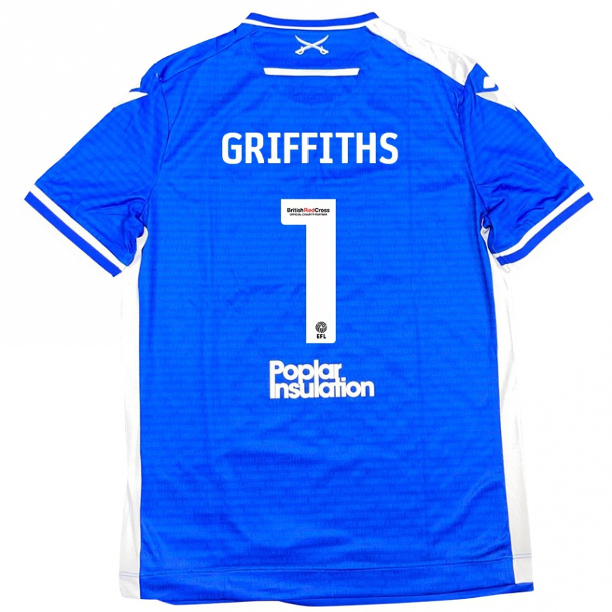 Enfant Football Maillot Josh Griffiths #1 Bleu Blanc Tenues Domicile 2024/25