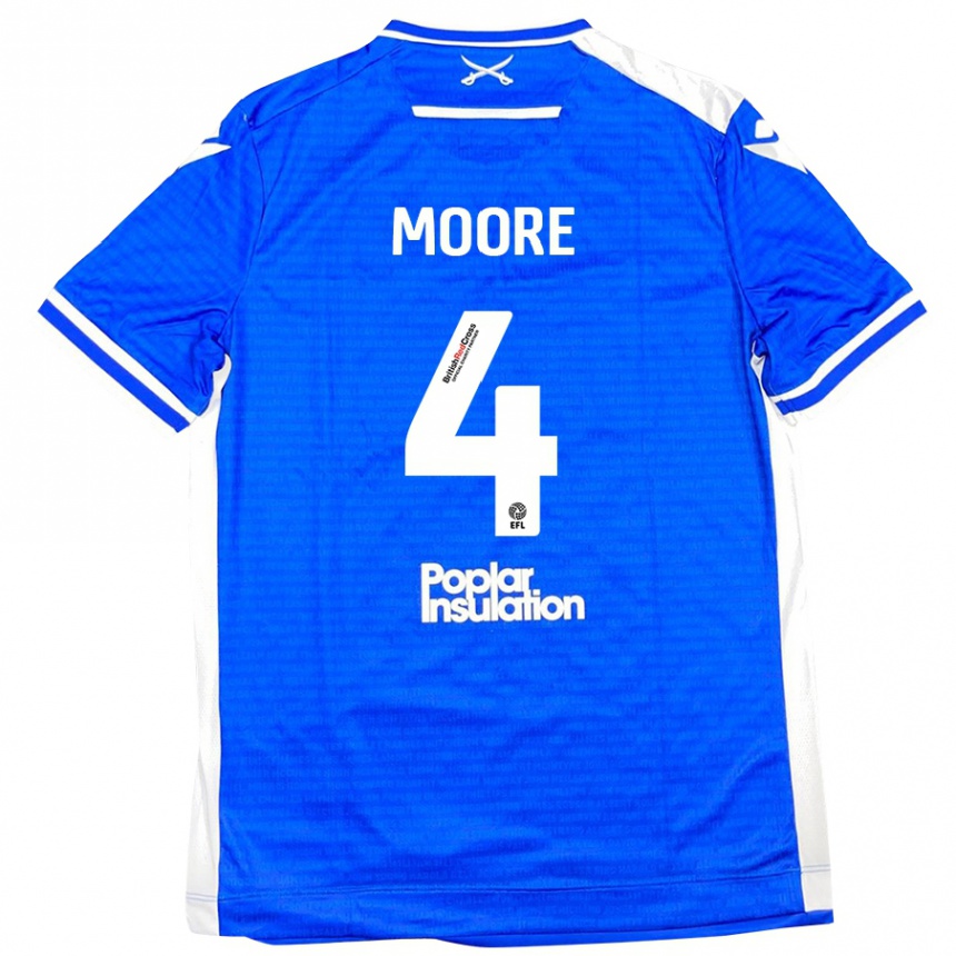 Enfant Football Maillot Taylor Moore #4 Bleu Blanc Tenues Domicile 2024/25