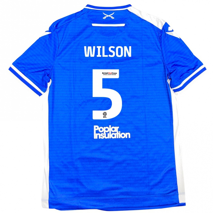 Enfant Football Maillot James Wilson #5 Bleu Blanc Tenues Domicile 2024/25