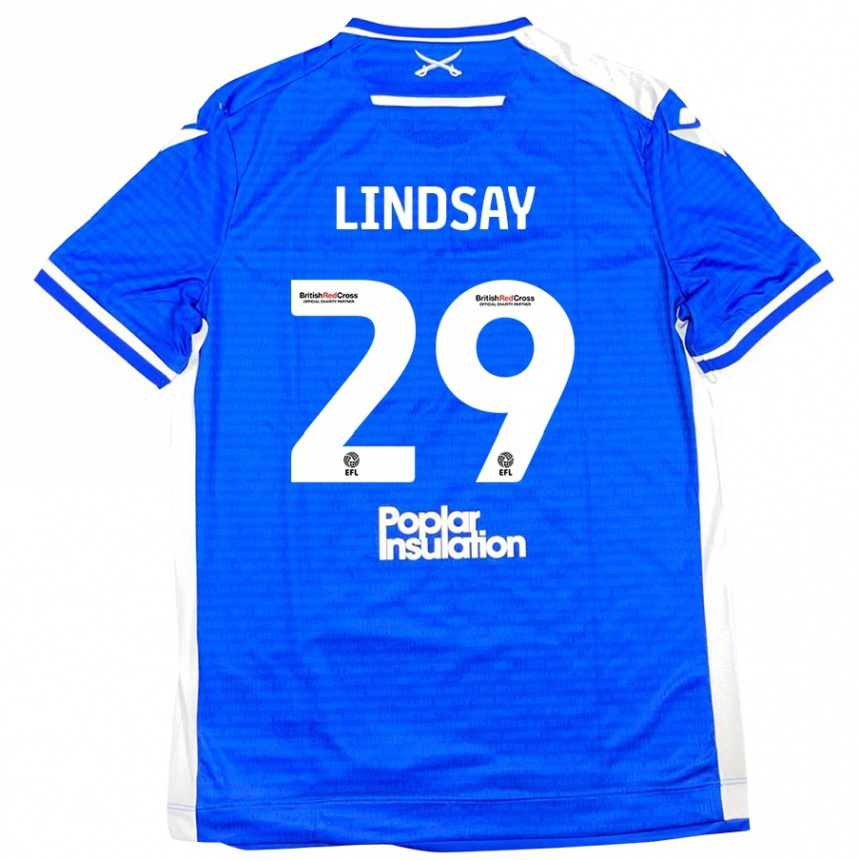 Enfant Football Maillot Jamie Lindsay #29 Bleu Blanc Tenues Domicile 2024/25