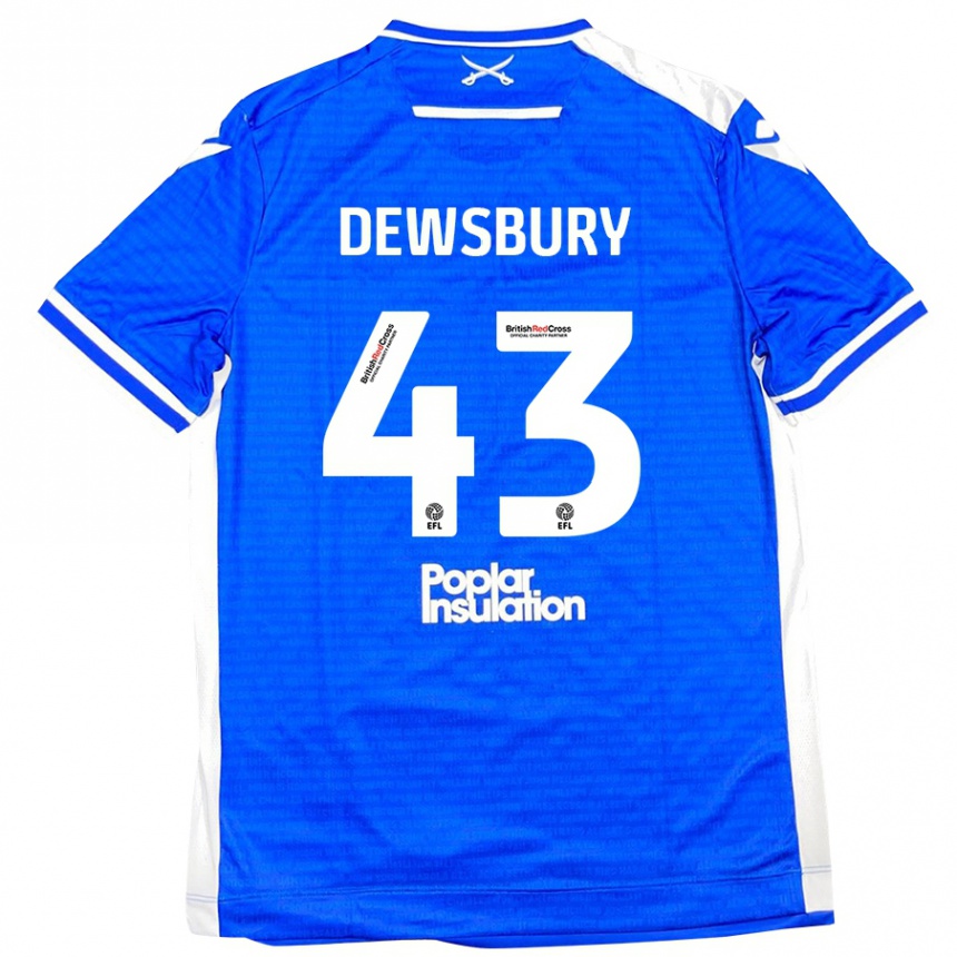 Enfant Football Maillot Ollie Dewsbury #43 Bleu Blanc Tenues Domicile 2024/25