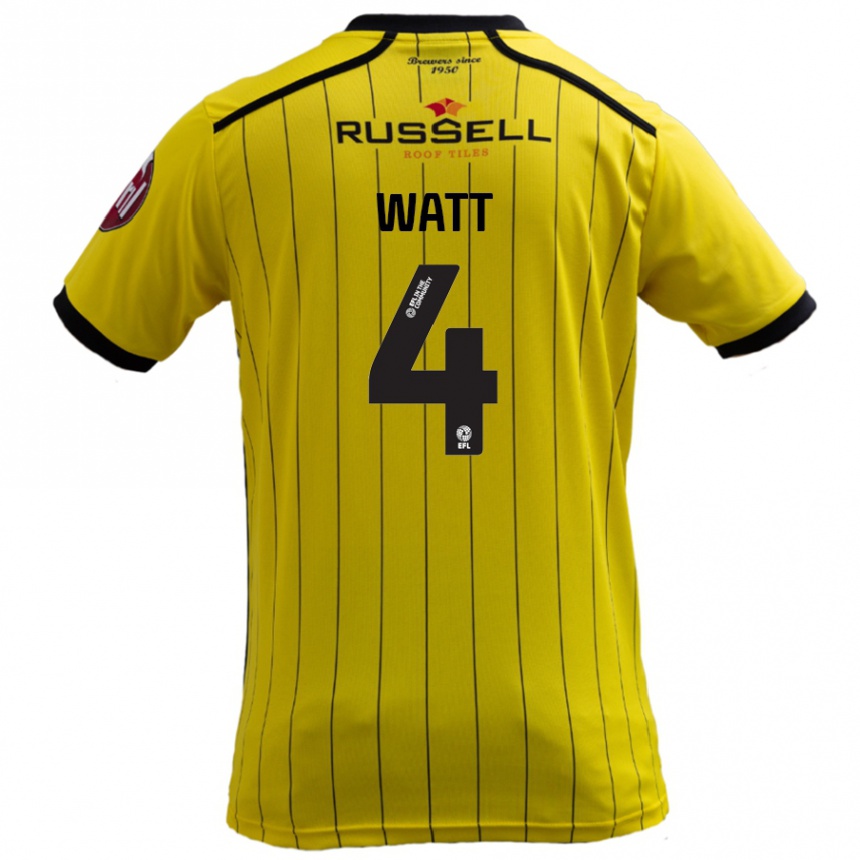 Enfant Football Maillot Elliot Watt #4 Jaune Tenues Domicile 2024/25