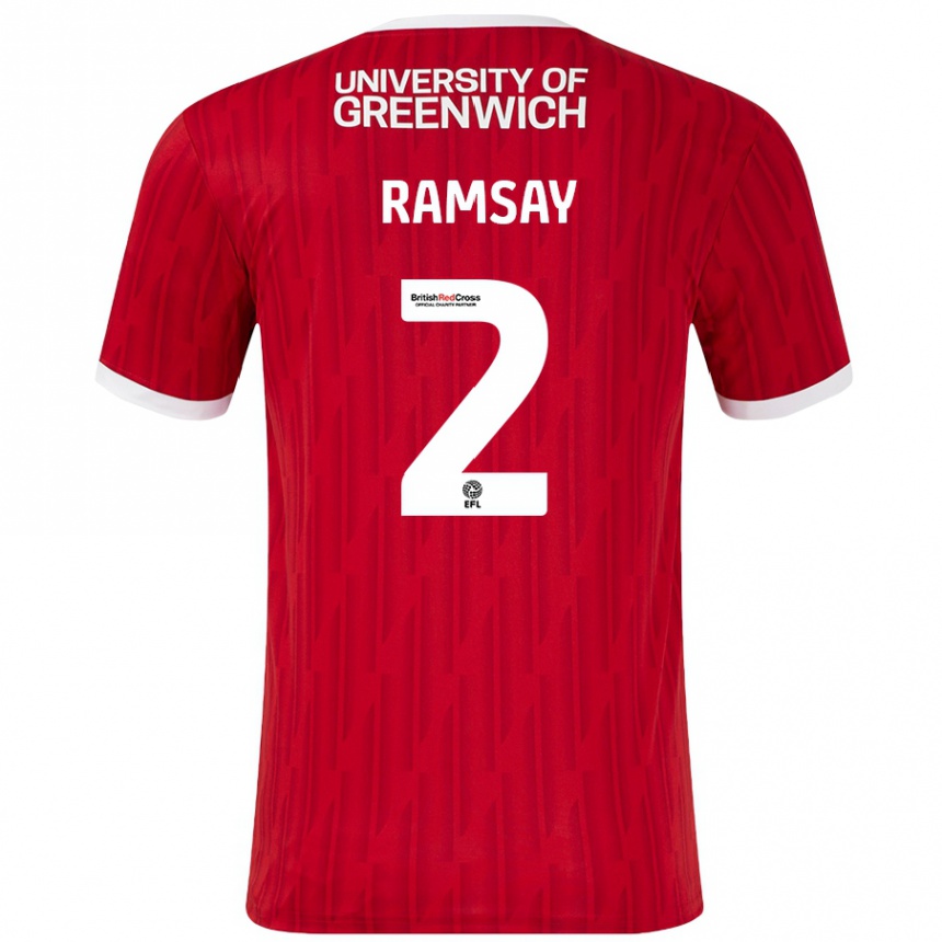 Enfant Football Maillot Kayne Ramsay #2 Rouge Blanc Tenues Domicile 2024/25