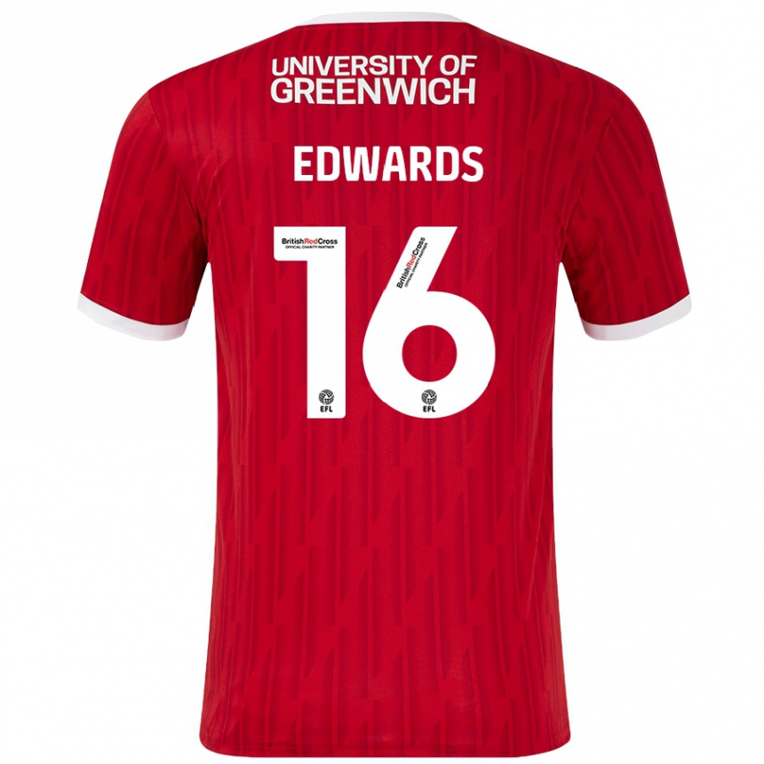 Enfant Football Maillot Josh Edwards #16 Rouge Blanc Tenues Domicile 2024/25