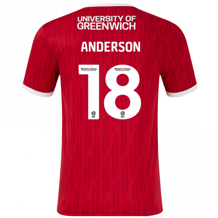 Enfant Football Maillot Karoy Anderson #18 Rouge Blanc Tenues Domicile 2024/25