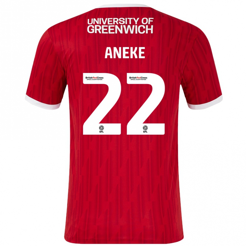 Enfant Football Maillot Chuks Aneke #22 Rouge Blanc Tenues Domicile 2024/25