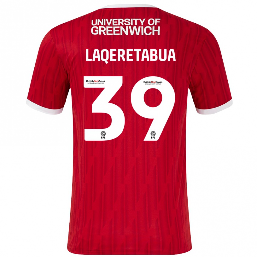 Enfant Football Maillot Josh Laqeretabua #39 Rouge Blanc Tenues Domicile 2024/25