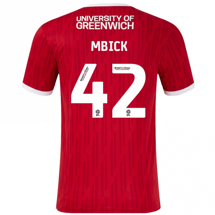 Enfant Football Maillot Micah Mbick #42 Rouge Blanc Tenues Domicile 2024/25