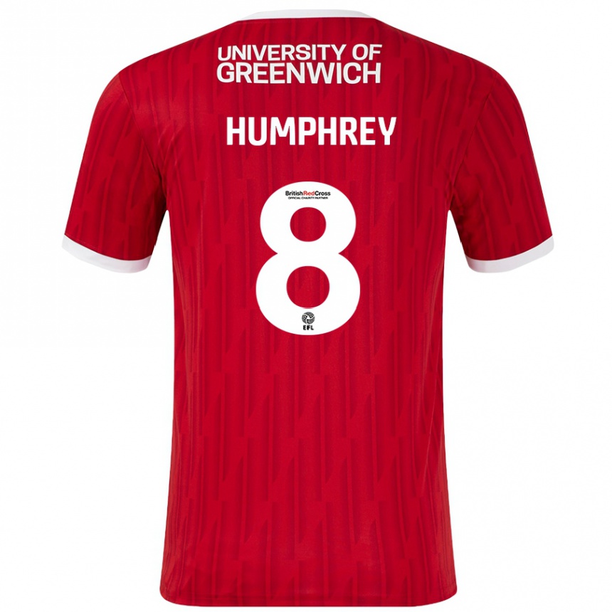 Enfant Football Maillot Carla Humphrey #8 Rouge Blanc Tenues Domicile 2024/25