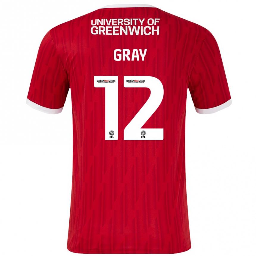 Enfant Football Maillot Jessica Gray #12 Rouge Blanc Tenues Domicile 2024/25