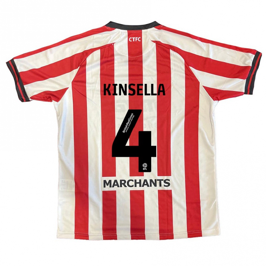 Enfant Football Maillot Liam Kinsella #4 Rouge Blanc Tenues Domicile 2024/25