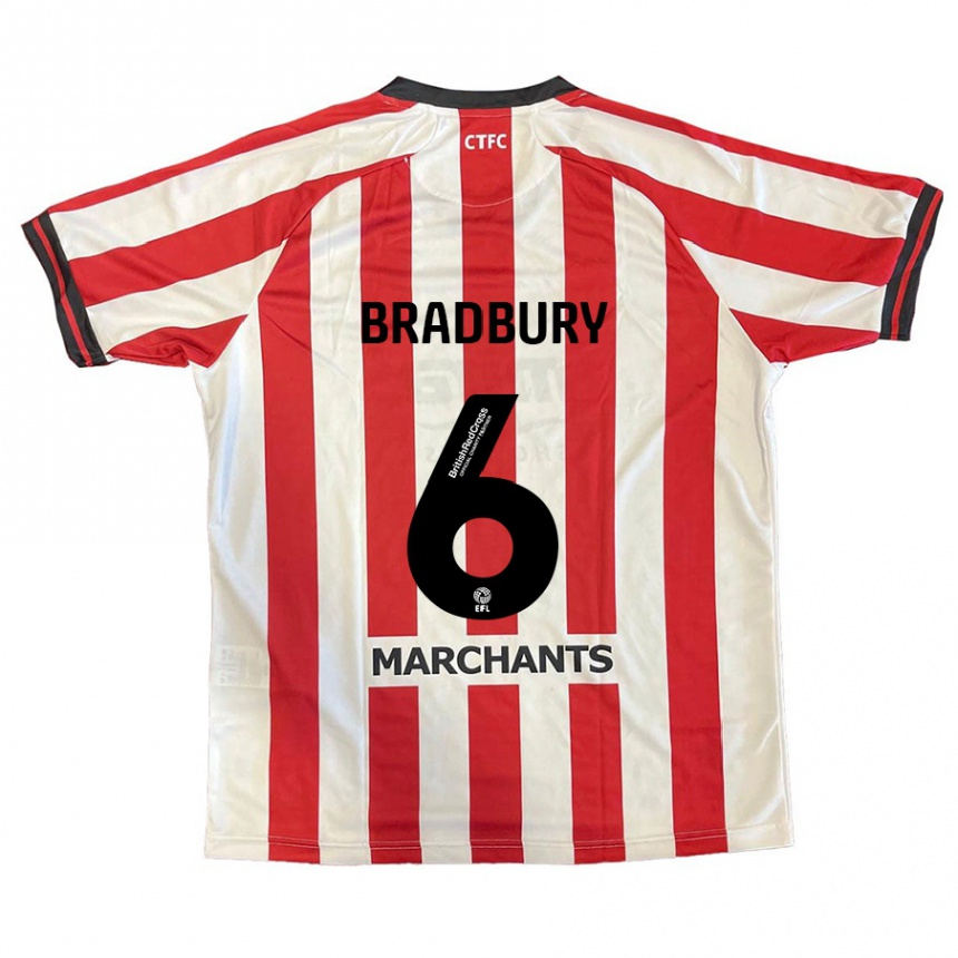 Enfant Football Maillot Tom Bradbury #6 Rouge Blanc Tenues Domicile 2024/25