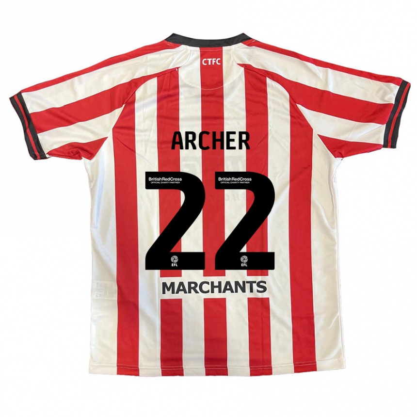 Enfant Football Maillot Ethon Archer #22 Rouge Blanc Tenues Domicile 2024/25