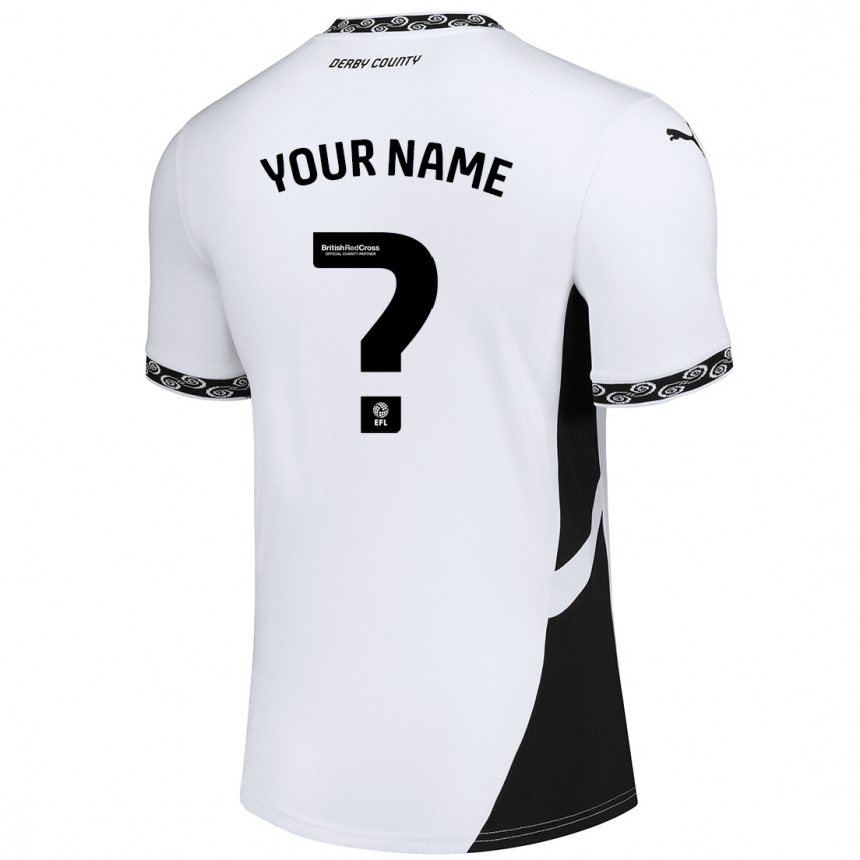 Enfant Football Maillot Votre Nom #0 Blanc Noir Tenues Domicile 2024/25